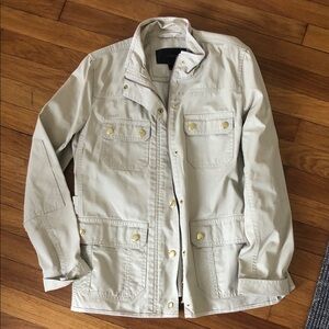 Womens J Crew Tan light wax canvas field Jacket excellent size S